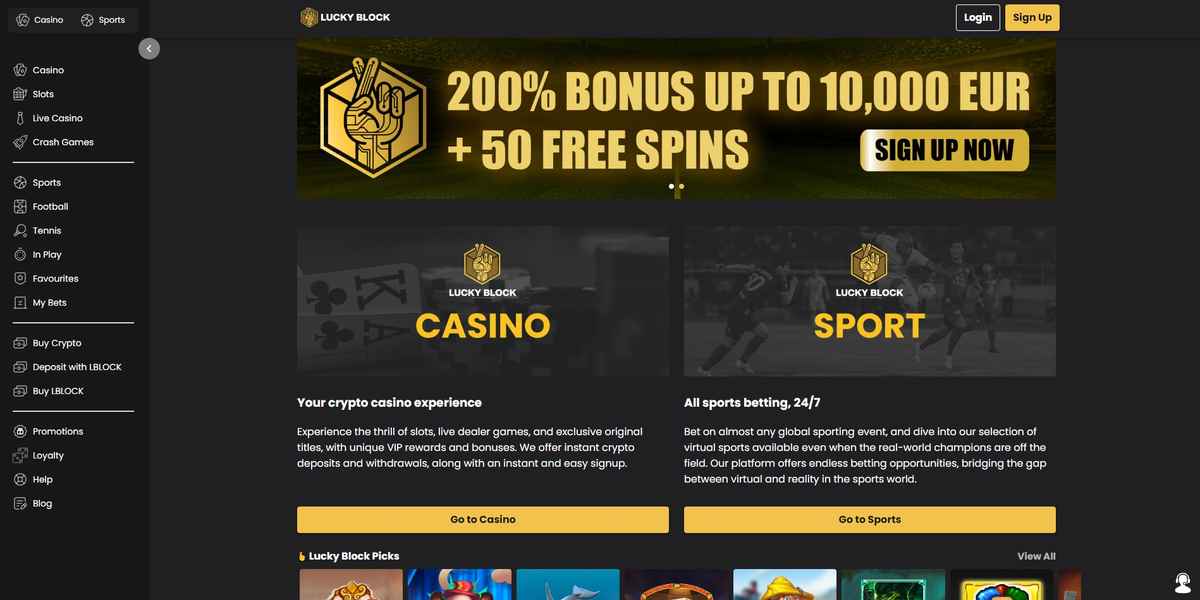 luckyblock casino interface