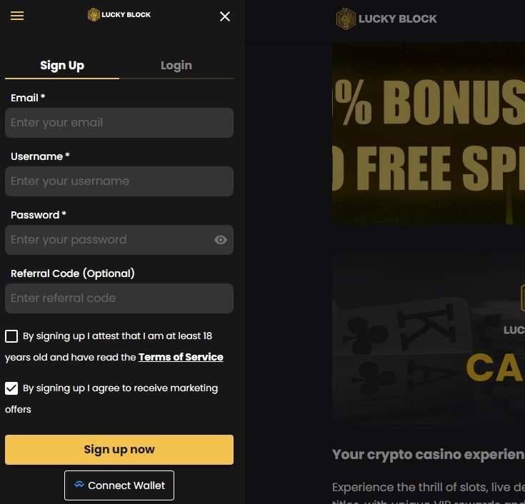 lucky block casino sign up