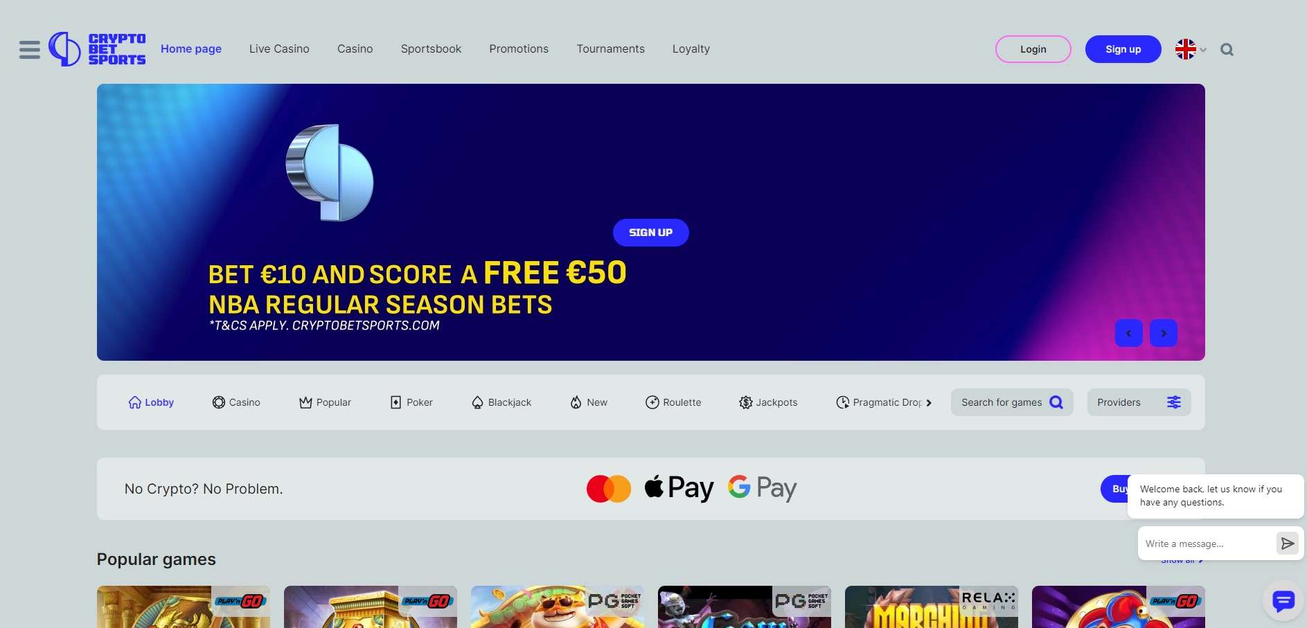 cryptobetsports homepage ui